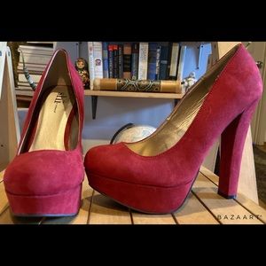 Red suede heels
